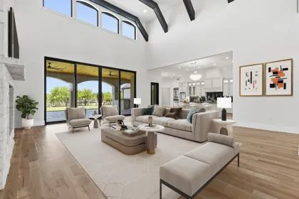 Modern luxury living room at 1850 New Castle Court in Lucas, Texas